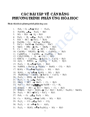 Các bài tập về cân bằng phương trình phản ứng hóa học